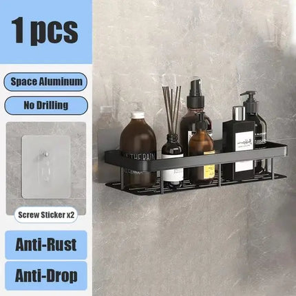 No Drill Wall-Mounted Bathroom Shelf Corner Rack