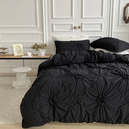 3pcs Bedding Cover, Big Pinch Pleat Duvet Cover, Soft Microfiber Bedding Set with Zipper Closure & Corner Ties