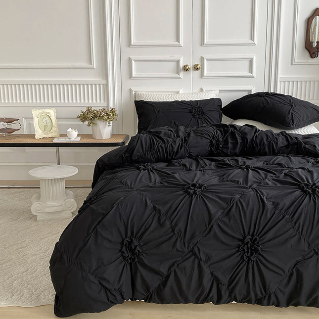 3pcs Bedding Cover, Big Pinch Pleat Duvet Cover, Soft Microfiber Bedding Set with Zipper Closure & Corner Ties