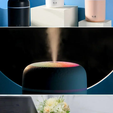 Portable LED light mini 300ml h2o Spray Mist humidifier Double Wet Aroma Essential Oil Diffuser Car usb air humidifier
