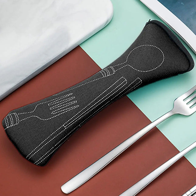 1PC Tableware Bag Fabic Portable Dinner Set Travel Picnic Fork Packaging Outdoor Camping Kitchen Home Storage Bags(only Bag)