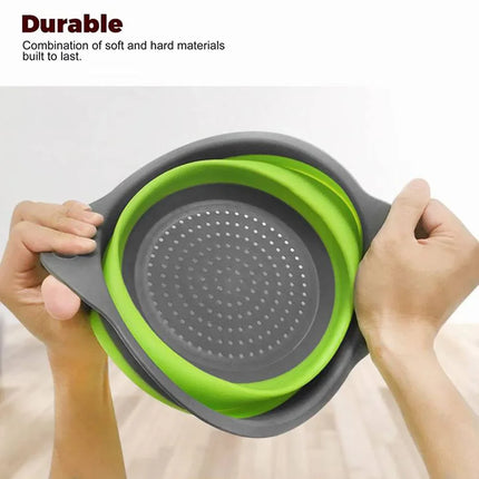 Silicone Round Folding Vegetable Fruits Washing Drain Basket Collapsible Colander Strainer Basket Kitchen Gadgets