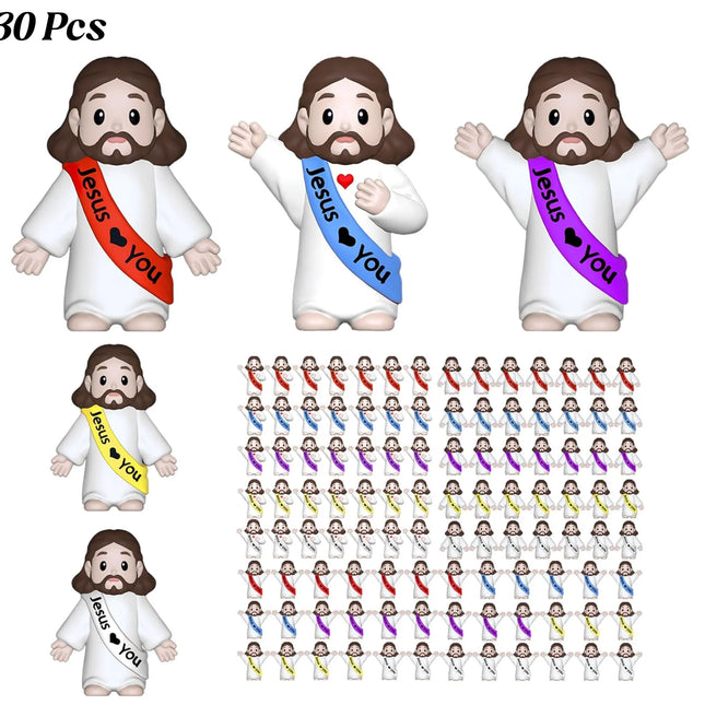 30-200Pcs Little Jesus Figures Jesus Loves You Figures Baby Jesus Figure Mini Jesus Bulk for Religious Gifts Easter Egg Fillers
