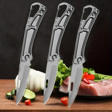 Portable Folding Knife Keychain Fruit Cutter Multipurpose Pocket Knife Utility Knives Stainless Steel Knife Kitchen Accessories