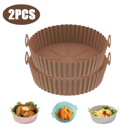 Air fryer Silicone Basket Reusable Container Accessories Oven Tray Pizza Fried Chicken Baking Mold Protector Kitchen Tool 2024