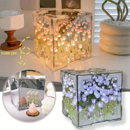 DIY Tulip Cube Mirror Night Light