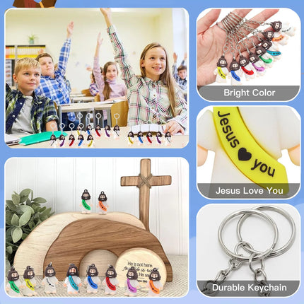 24-120 PCS Little Jesus Keychain Jesus Loves You Figures Mini Jesus Figures in Bulk For Church Baptism Gift Easter Egg Stuffers