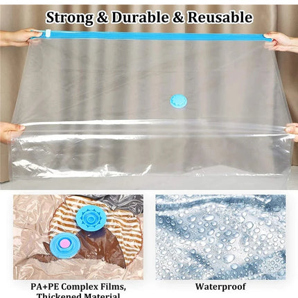 3/5Pcs New Vacuum Storage Bags with Hand Pump for Comforters Clothes Pillow Bedding Blanket Storage Saver 80% More Compression