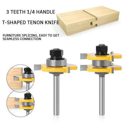 2PCS Woodworking Milling Cutter 3 Teeth T Shaped Tenon Square Tooth Floor Splicing Knife Carving Knives