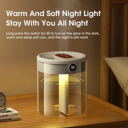 2L Cool Mist Double Spray Humidifier Atomizer Usb Night Light Home Mute Bedroom Office Night Light Digital Display Humidificador