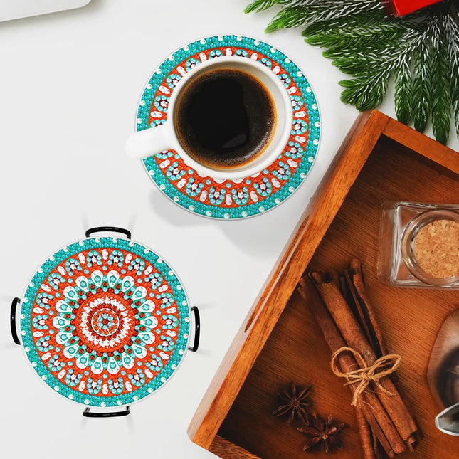 6/9Pcs DIY Diamond Painting Christmas Coaster Ornament Santa Snowman Drink Cup Cushion Diamond Embroidery Kit Xmas Kitchen Decor