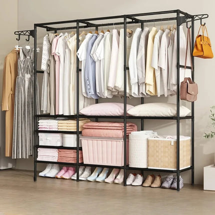 Metal Floor Clothes Rack with Shelves
