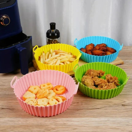 Air fryer Silicone Basket Reusable Container Accessories Oven Tray Pizza Fried Chicken Baking Mold Protector Kitchen Tool 2024