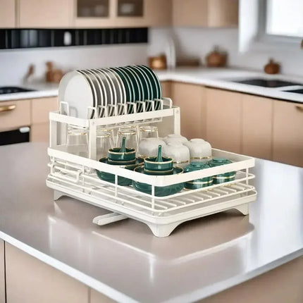 Adjustable Stainless Steel 2-Tier Dish Drying Rack