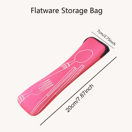 1PC Tableware Bag Fabic Portable Dinner Set Travel Picnic Fork Packaging Outdoor Camping Kitchen Home Storage Bags(only Bag)