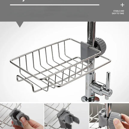 Kitchen Stainless Steel Sink Drain Rack Sponge Storage Faucet Holder Soap Drainer Shelf Organizer Towel Rack Kitchen Accessories