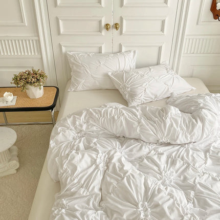 3pcs Bedding Cover, Big Pinch Pleat Duvet Cover, Soft Microfiber Bedding Set with Zipper Closure & Corner Ties