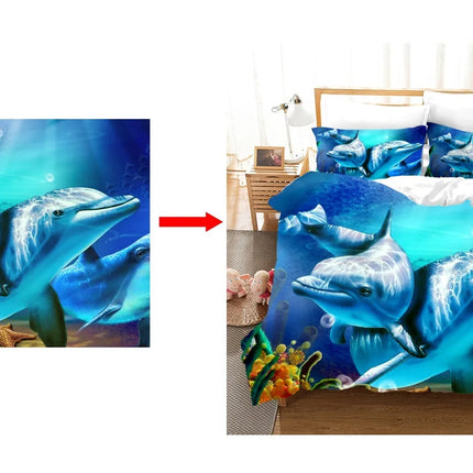 3PCS Single-sided Printed Bedding Set ,Comforter Cartoon Cute Cat Duvet Bedding Cover Pillows Comfortable Bedspreads Bedding Set