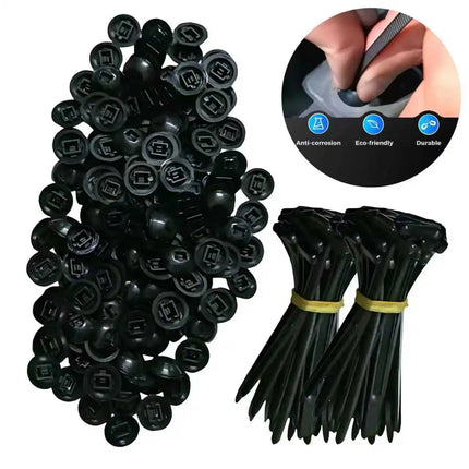 100Pcs Nylon Universal Cable Tie Buckle, Heavy Duty Self-Locking Nylon Zip Ties Holder, Multipurpose Plastic Cable Ties Tool