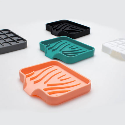 1-Pack Silicone Drain Soap Box Kitchen Bathroom Anti-slip Sink Tray Creative Washing Table Soap Tray Free Punch Drain Rack