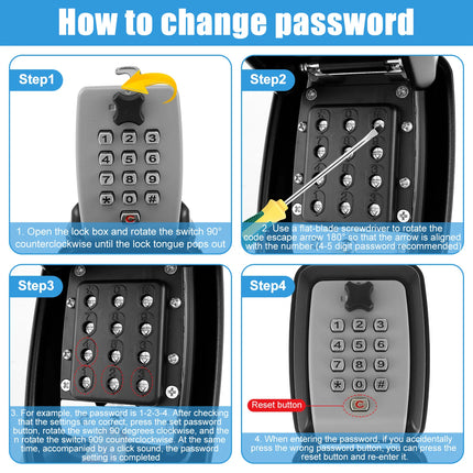 Wall-Mount Key Lock Box Weatherproof Security Safe