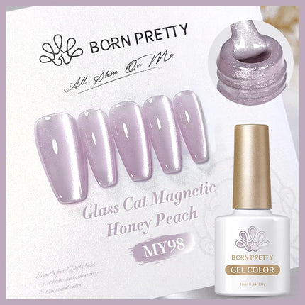 BORN PRETTY 10ml Rainbow Purple Water Light Cat Magnetic Gel Nail Polish Shining Sliver-light Holographics Semi Permanent UV Gel