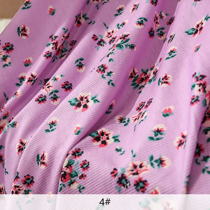 140x50/200cm Small Floral Print Ribbed Stretch Knit Fabric For Sewing Clothes，Bedding, Dress Handmade DIY Fabric TJ1593