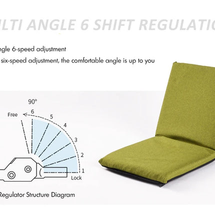 Home Office Floor Chair Folding Multiangle Portable Floor Seat with Adjustable Backrest, Low Folding Chair with Sponge Filling