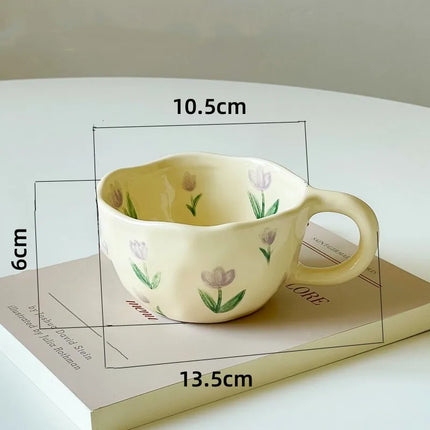 Korean Style Ceramic Flower Mugs