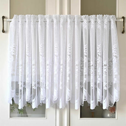 1pc White Lace Sheer Curtains Dining Room Kitchen Cafe Voile Valance Short Curtain Window Treatment Door Curtain Drapes