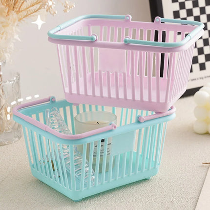 New Plastic Basket Organizer Portable Shopping Storage Box Desktop Sundries Toy Fruit Stationery Organizer Home Storage Baskets
