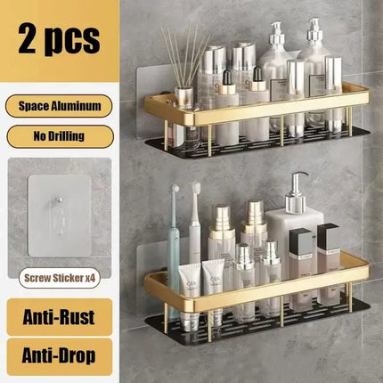 No Drill Wall-Mounted Bathroom Shelf Corner Rack