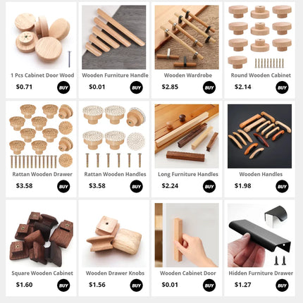 Rattan Wooden Drawer Knobs Round Handmade Cabinets Dresser Handles Wood Kitchen Cupboard Wardrobe Door Pulls for Furniture
