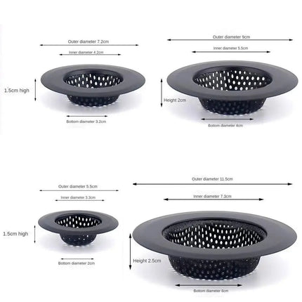 Anti Clog Sink Strainer Black With Handle Drain Filter Hair Clean Up Stainless Steel Waste Catcher Kitchen Bathroom Accessories