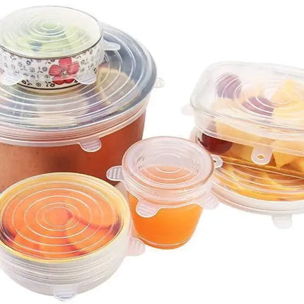 6/12Pcs/Lot Silicone Stretch Lids Universal Taper Pot Bowl Food Wrap Sealed Cover for Kitchen Cookware
