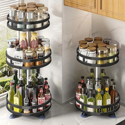 Rotation Spice Rack Organizer Metal Tray