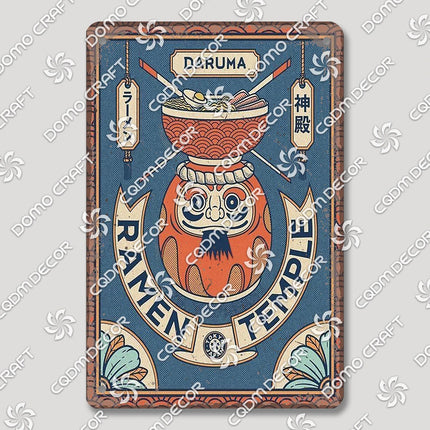 Cartoon Cat Japanese Food Plaque Tin Sign Retro Ramen Sushi Takoyaki Poster Metal Plates Bar Pub Restaurant Kitchen Wall Decor