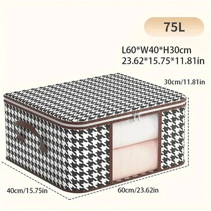 Visible Large Capacity Storage Box Portable Household Clothes Organizer With Handles Foldable Dustproof Quilt Zipper Container
