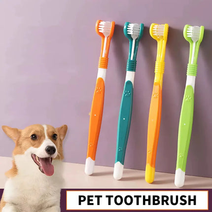 Three sided pet toothbrush, dog plastic toothbrush to remove bad breath, Tatar cleaning for oral hygiene, pet dental care, cat c