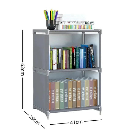 Simple Metal Bookshelf Easy Assembly Movable Storage Rack