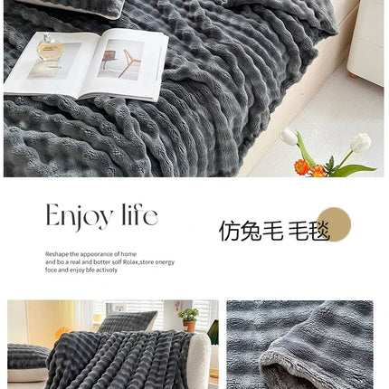 New Bubble Fleece Blanket - Solid Color Rolled Edge Cover Blanket Soft and Comfortable Bedding 150x200 180x200 200x230