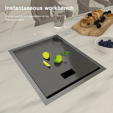Hidden Bar Sink Stainless Steel Kitchen Sink Folding Faucet MIni Small Wash Basin Undermount for Workstation RV