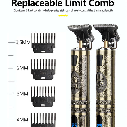 T9 LCD Electric Hairdresser Oil Shaving Head Electric Pusher Carving Electric Pusher Clipper Hair Precision Trimmer for Men Care