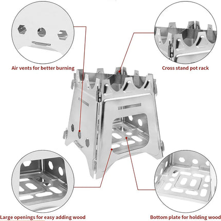 Portable Stainless Steel Camping Wood Stove