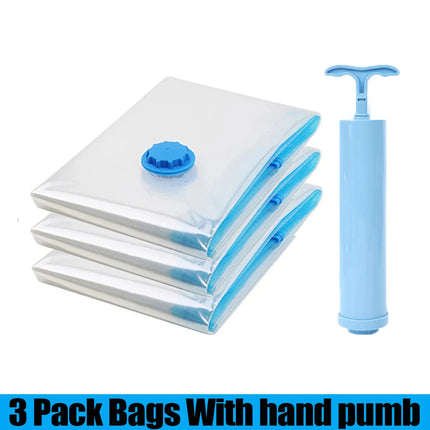 3/5Pcs New Vacuum Storage Bags with Hand Pump for Comforters Clothes Pillow Bedding Blanket Storage Saver 80% More Compression