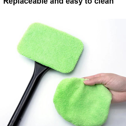 Car Window Cleaner Brush Kit Microfiber Windshield Cleaning Tool Auto Interior Glass Wash Wiper Long Handle Reusable Cloth Pad