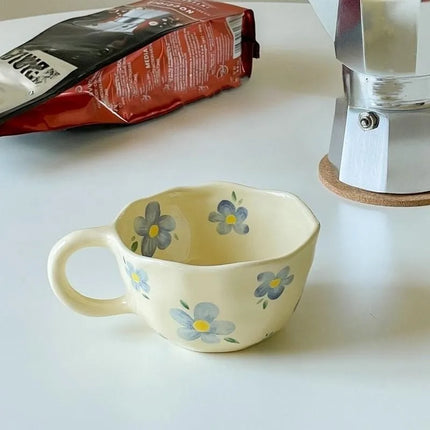 Korean Style Ceramic Flower Mugs