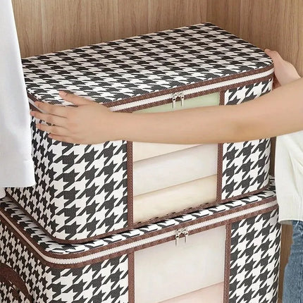 Visible Large Capacity Storage Box Portable Household Clothes Organizer With Handles Foldable Dustproof Quilt Zipper Container