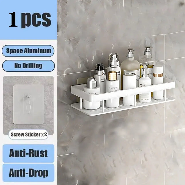 No Drill Wall-Mounted Bathroom Shelf Corner Rack
