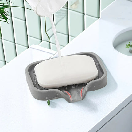 1-Pack Silicone Drain Soap Box Kitchen Bathroom Anti-slip Sink Tray Creative Washing Table Soap Tray Free Punch Drain Rack